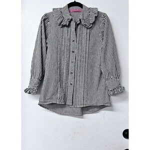BURU Pink Label Striped Long Sleeve Button-Up Women Shirt (S)